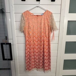 ANTONIO MELANI Orange Flutter Sleeve Sheath Dress